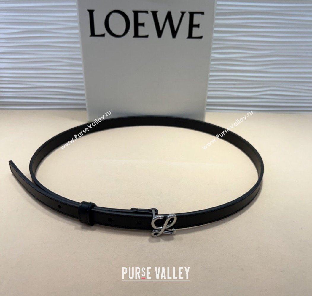 Loewe Calfskin Belt 1.5cm with Logo Buckle Black/Silver 2024 1127 (99-241127068)