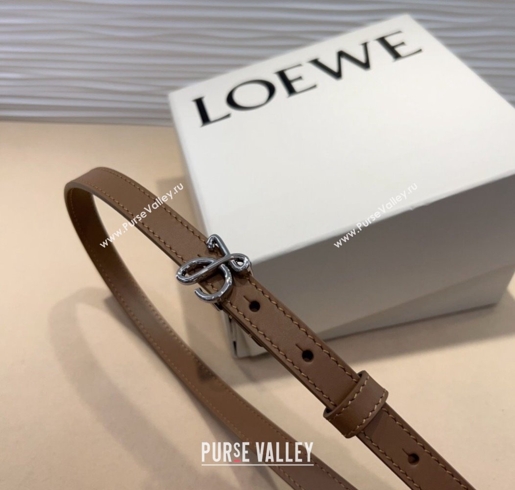 Loewe Calfskin Belt 1.5cm with Logo Buckle Beige/Silver 2024 1127 (99-241127069)