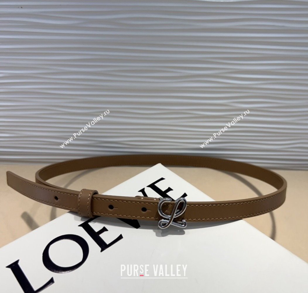 Loewe Calfskin Belt 1.5cm with Logo Buckle Beige/Silver 2024 1127 (99-241127069)