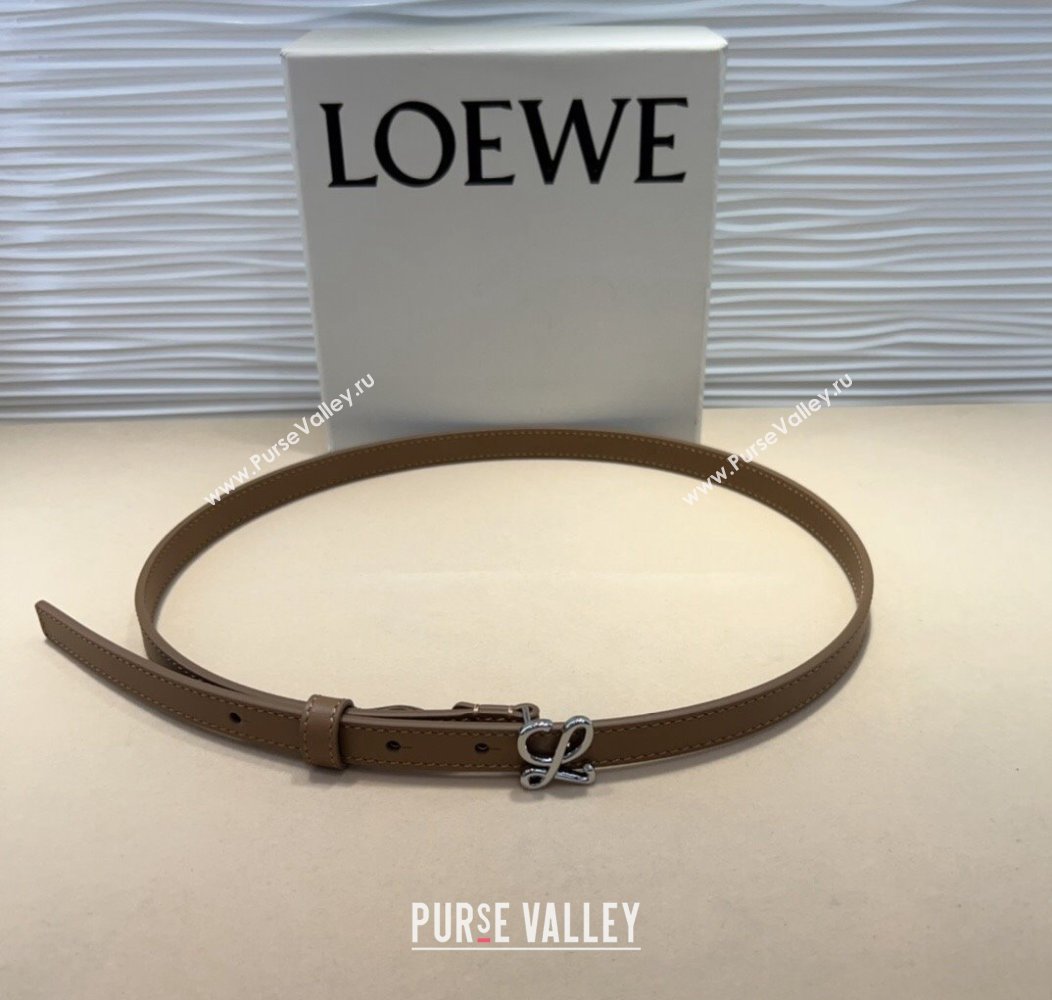 Loewe Calfskin Belt 1.5cm with Logo Buckle Beige/Silver 2024 1127 (99-241127069)