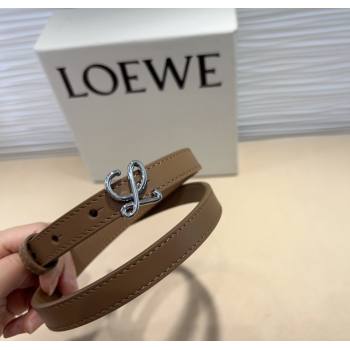 Loewe Calfskin Belt 1.5cm with Logo Buckle Beige/Silver 2024 1127 (99-241127069)