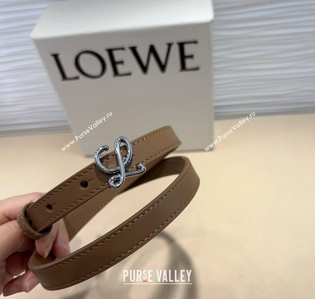 Loewe Calfskin Belt 1.5cm with Logo Buckle Beige/Silver 2024 1127 (99-241127069)