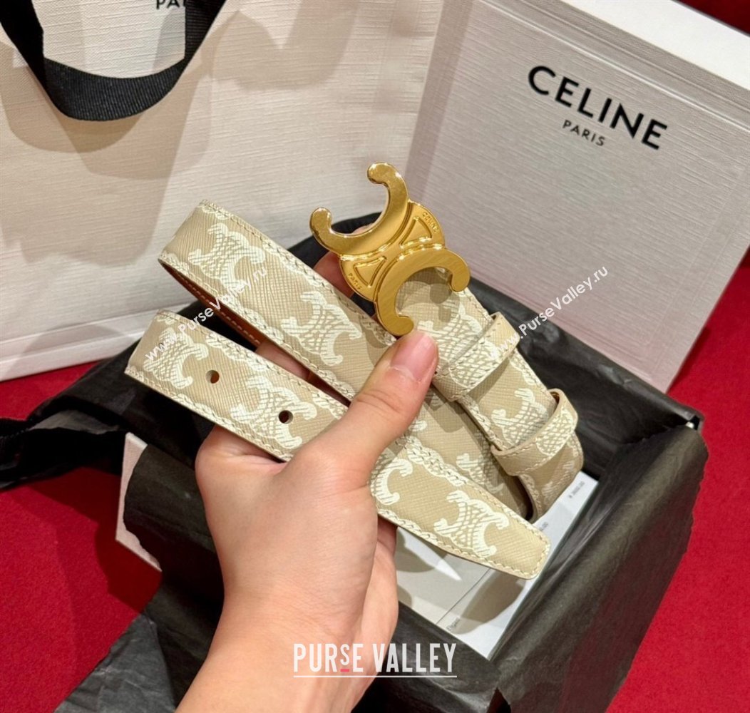 Celine Triomphe Calfskin Belt 2.5cm Beige 2024 1127 (99-241127075)