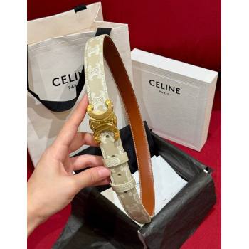 Celine Triomphe Calfskin Belt 2.5cm Beige 2024 1127 (99-241127075)