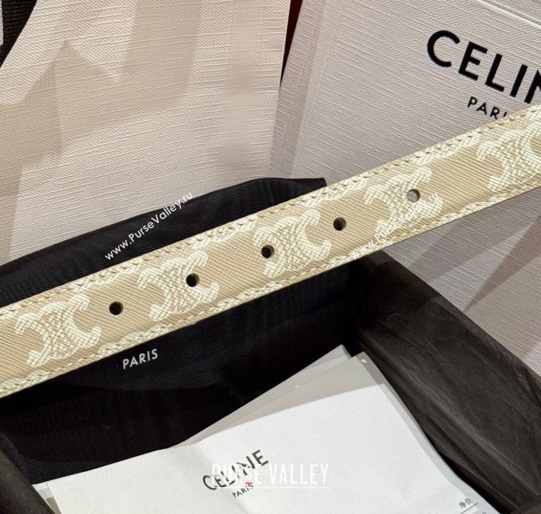 Celine Triomphe Calfskin Belt 2.5cm Beige 2024 1127 (99-241127075)