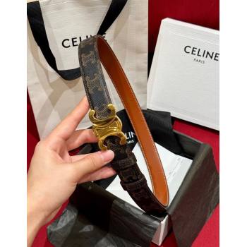 Celine Triomphe Calfskin Belt 2.5cm Brown/Gold 2024 1127 (99-241127077)