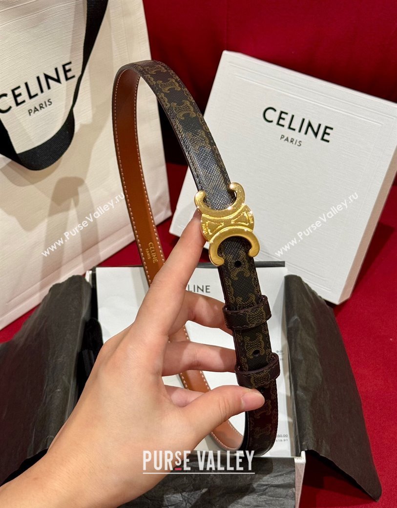 Celine Triomphe Calfskin Belt 1.8cm Brown 2024 1127 (99-241127078)