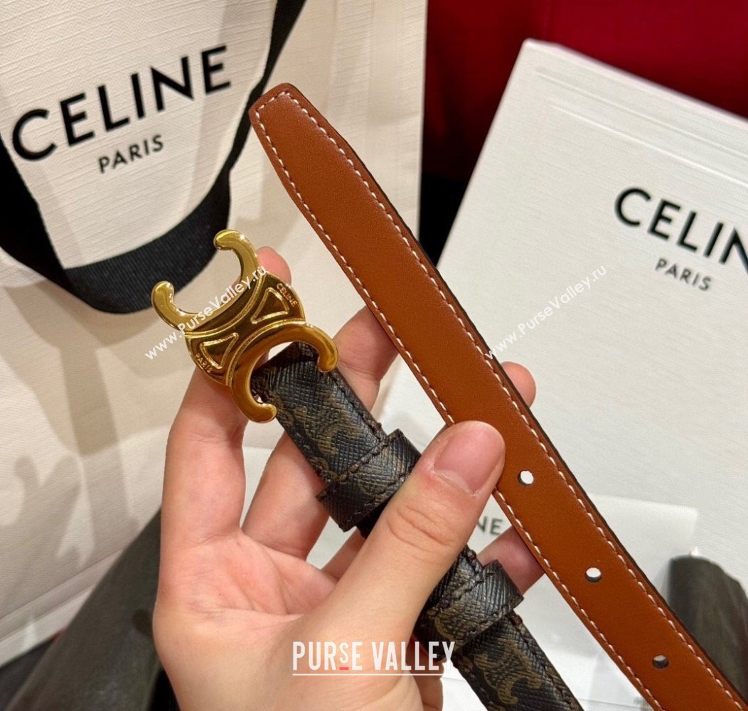 Celine Triomphe Calfskin Belt 1.8cm Brown 2024 1127 (99-241127078)