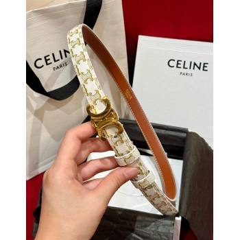 Celine Triomphe Calfskin Belt 1.8cm White 2024 1127 (99-241127079)