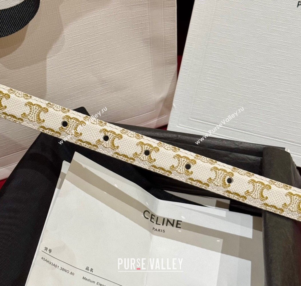 Celine Triomphe Calfskin Belt 1.8cm White 2024 1127 (99-241127079)