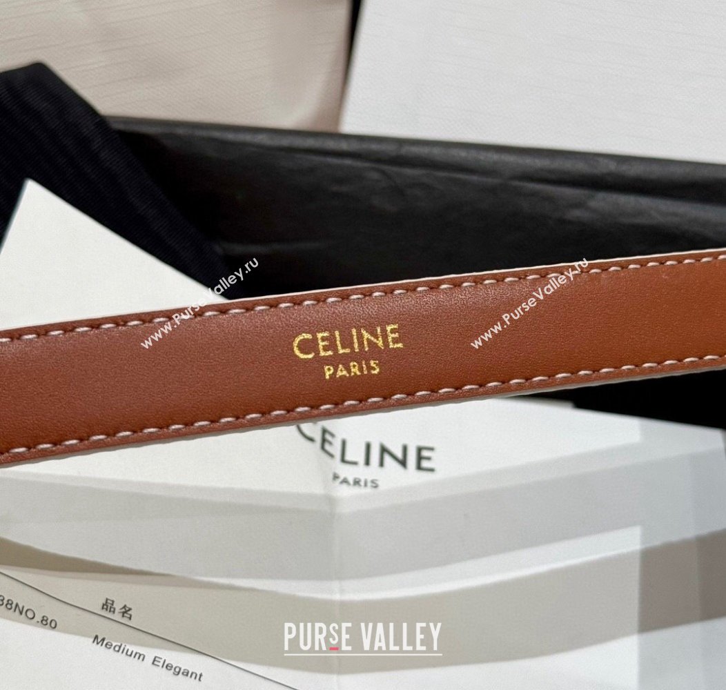 Celine Triomphe Calfskin Belt 1.8cm White 2024 1127 (99-241127079)