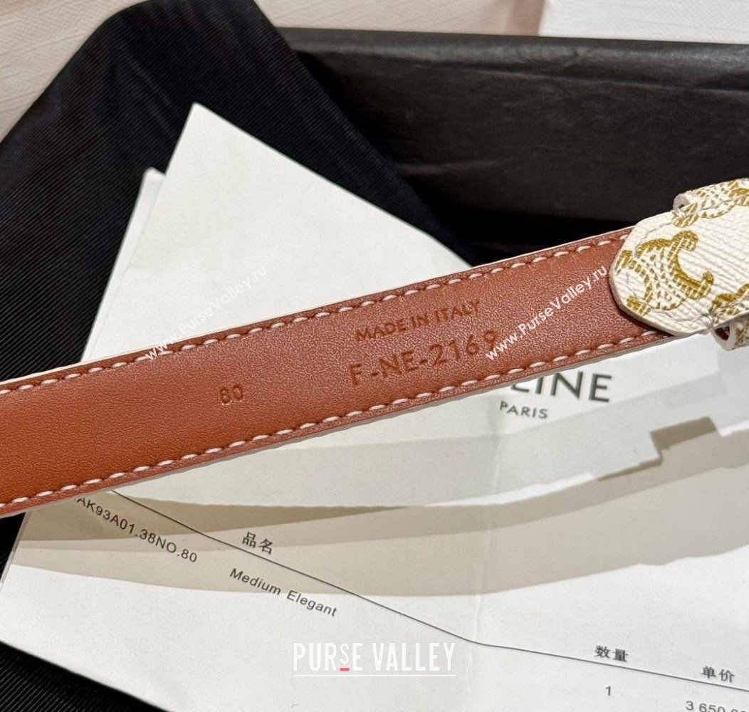 Celine Triomphe Calfskin Belt 1.8cm White 2024 1127 (99-241127079)