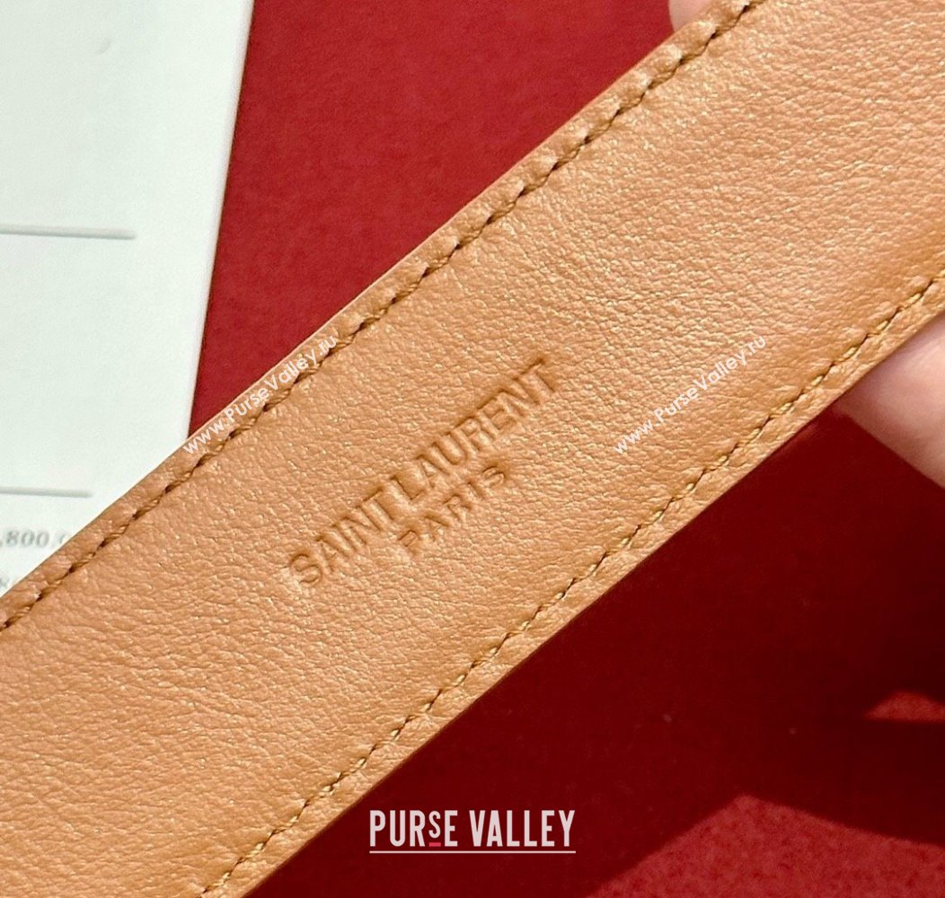 Saint Laurent Calfskin Belt 2cm/3cm Brown 2024 1127 (99-241127081)