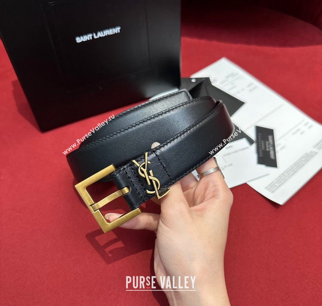 Saint Laurent Calfskin Belt 2cm/3cm Black 2024 1127 (99-241127082)