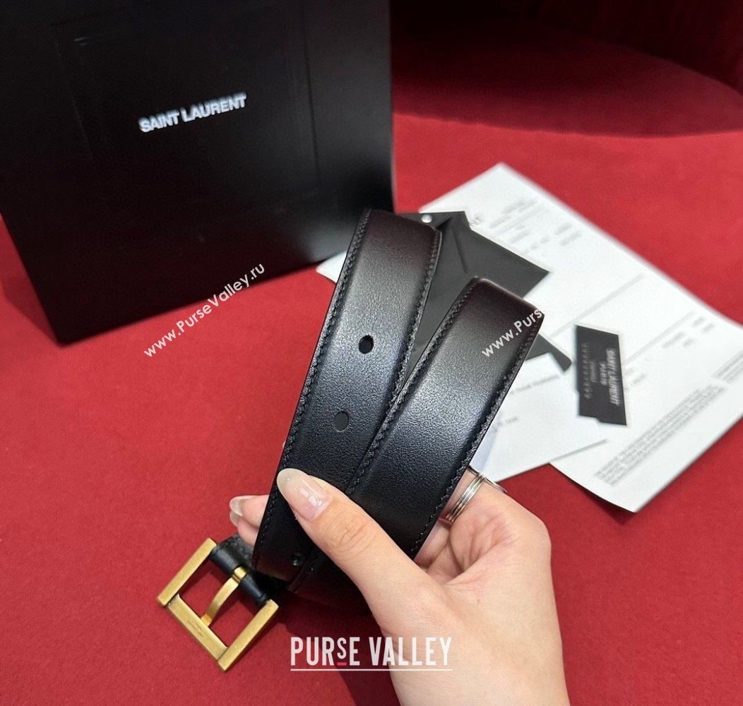 Saint Laurent Calfskin Belt 2cm/3cm Black 2024 1127 (99-241127082)