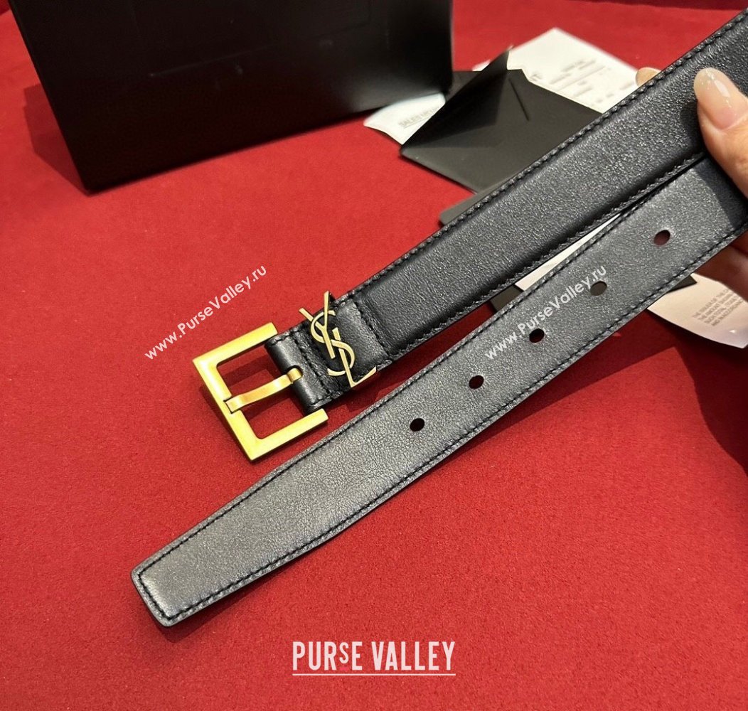 Saint Laurent Calfskin Belt 2cm/3cm Black 2024 1127 (99-241127082)