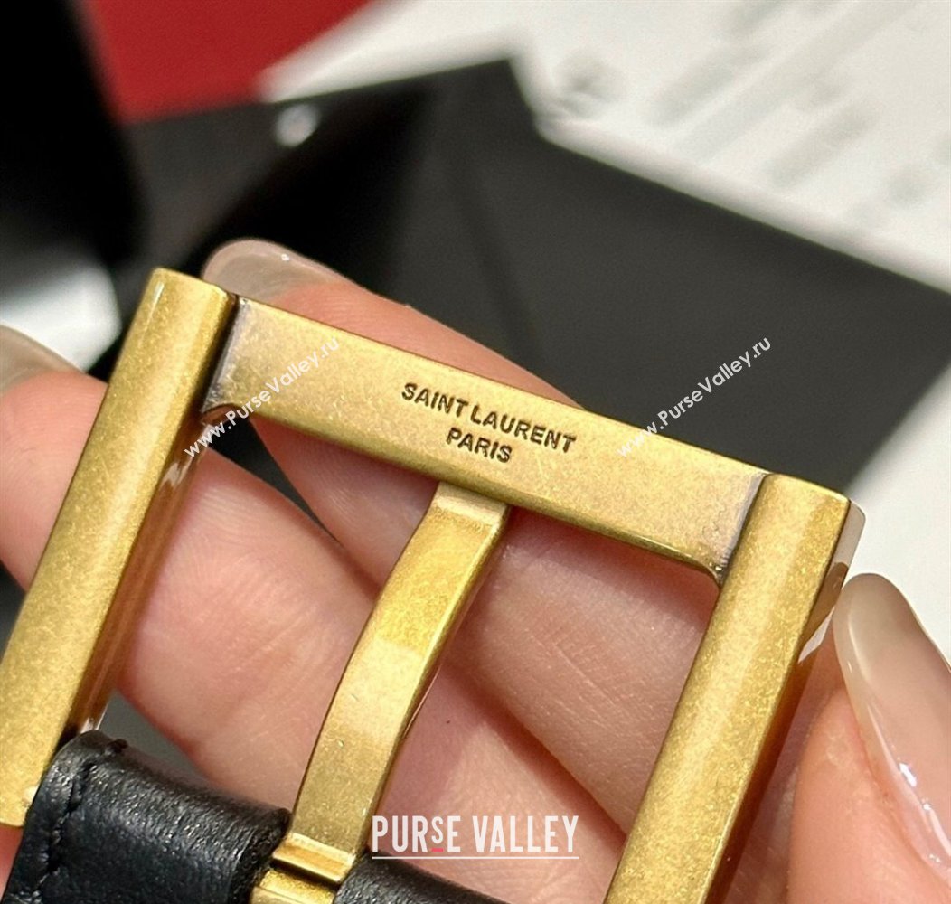 Saint Laurent Calfskin Belt 2cm/3cm Black 2024 1127 (99-241127082)