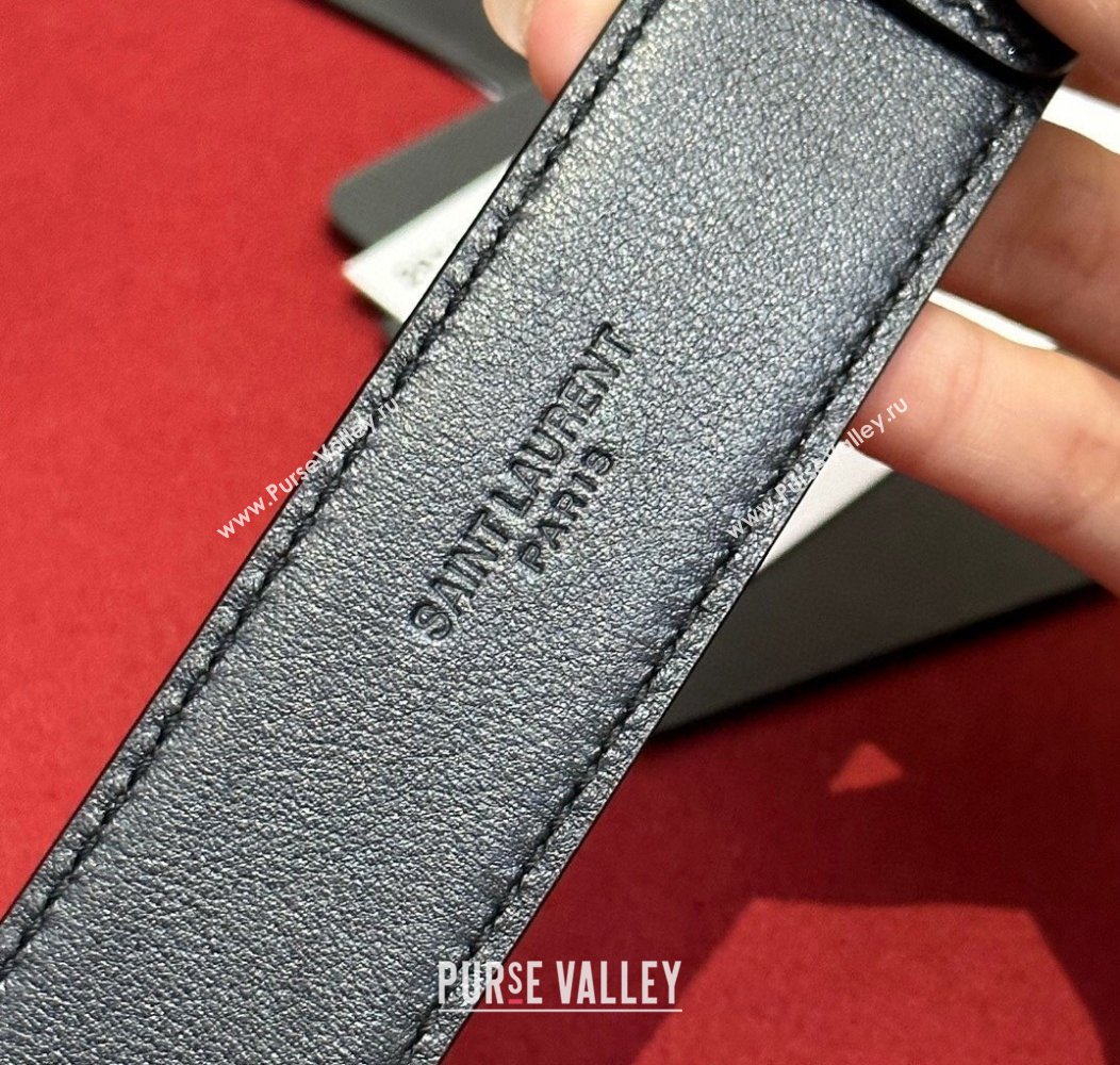 Saint Laurent Calfskin Belt 2cm/3cm Black 2024 1127 (99-241127082)