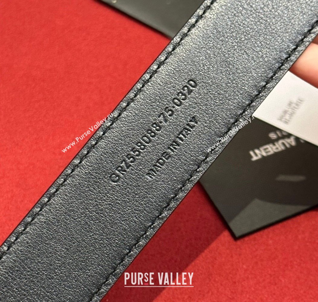 Saint Laurent Calfskin Belt 2cm/3cm Black 2024 1127 (99-241127082)