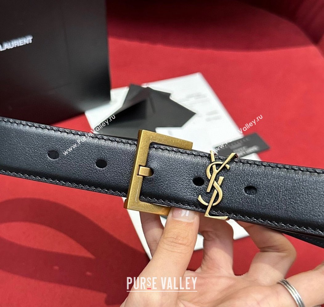 Saint Laurent Calfskin Belt 2cm/3cm Black 2024 1127 (99-241127082)