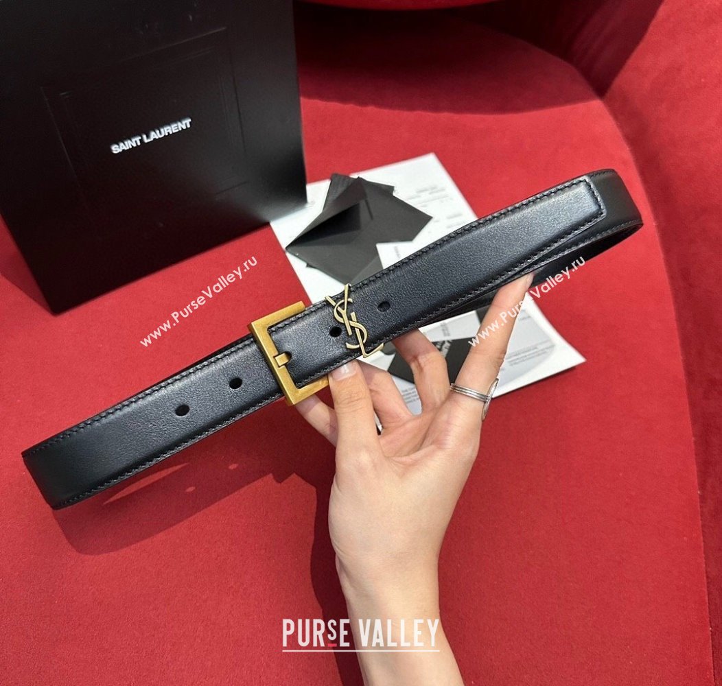 Saint Laurent Calfskin Belt 2cm/3cm Black 2024 1127 (99-241127082)