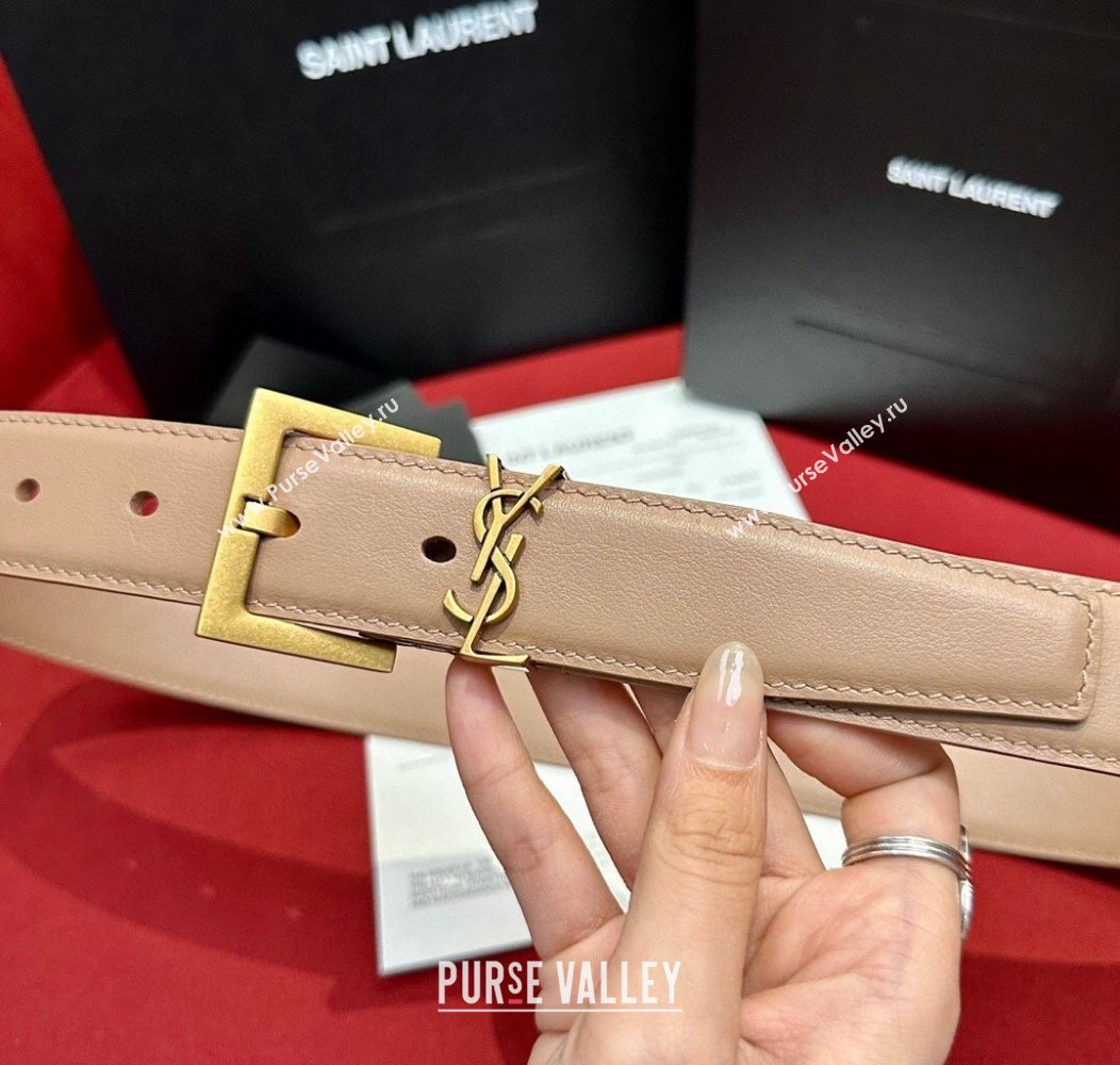 Saint Laurent Calfskin Belt 3cm 2024 1127 (99-241127085)