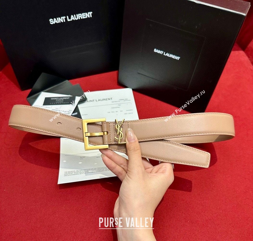 Saint Laurent Calfskin Belt 3cm 2024 1127 (99-241127085)