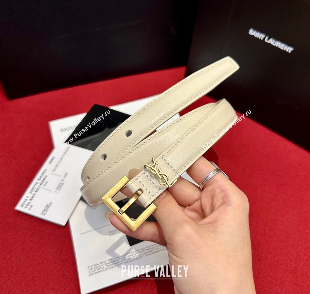 Saint Laurent Calfskin Belt 2cm/3cm White 2024 1127 (99-241127083)