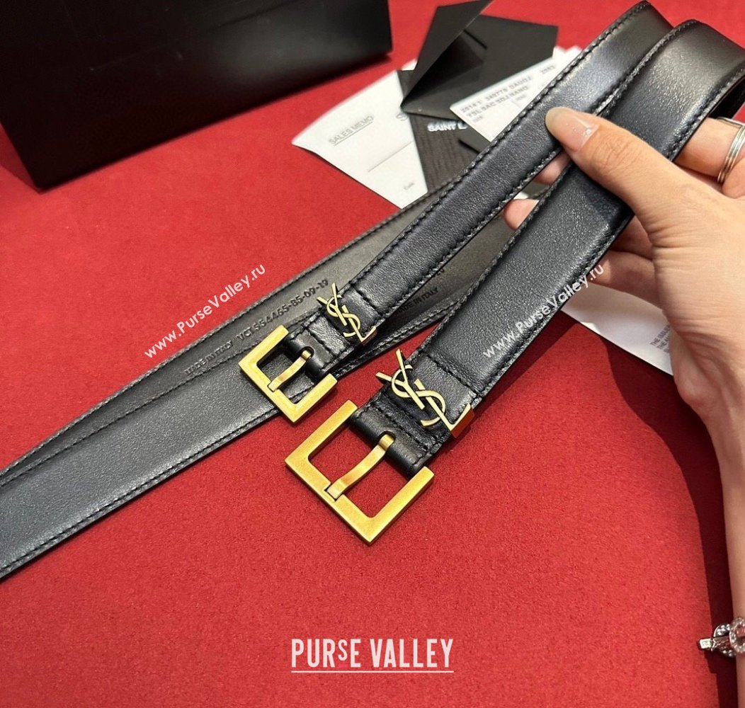 Saint Laurent Calfskin Belt 2cm/3cm Black 2024 1127 (99-241127082)