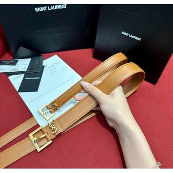 Saint Laurent Calfskin Belt 2cm/3cm Brown 2024 1127 (99-241127081)