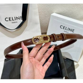 Celine Brown Calfskin Belt 2.5cm with Circle Logo 2024 1127 (99-241127090)