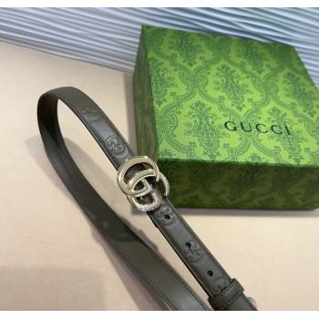 Gucci GG Embossed Leather Belt 2cm with GG Buckle Green 2024 1127 (99-241127105)