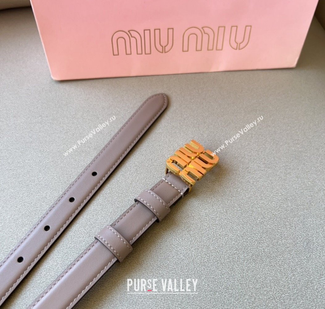 Miu Miu Calfskin Leather Belt 2cm with Miu Buckle Grey 2024 1127 (99-241127114)