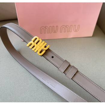 Miu Miu Calfskin Leather Belt 2cm with Miu Buckle Grey 2024 1127 (99-241127114)