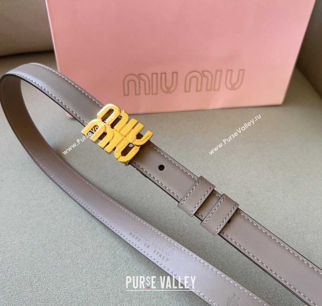 Miu Miu Calfskin Leather Belt 2cm with Miu Buckle Grey 2024 1127 (99-241127114)