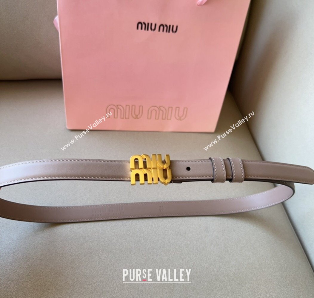 Miu Miu Calfskin Leather Belt 2cm with Miu Buckle Grey 2024 1127 (99-241127114)