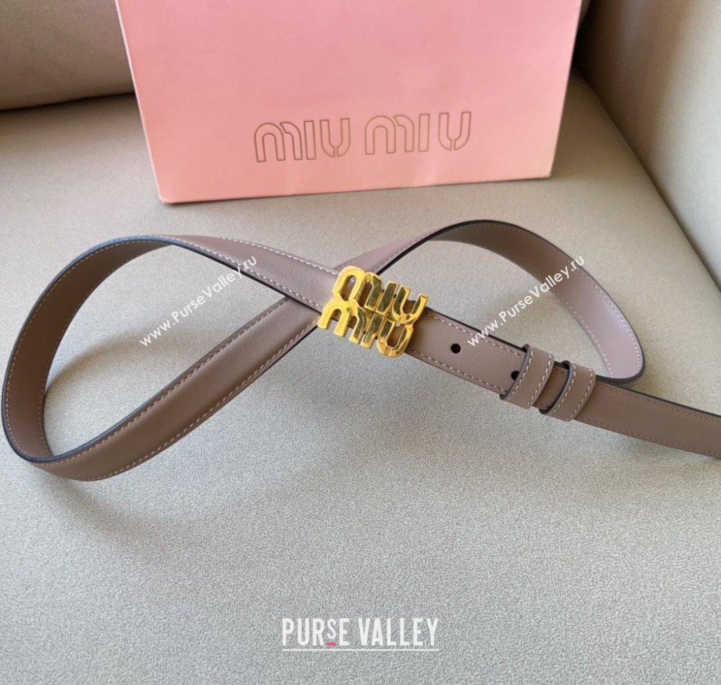 Miu Miu Calfskin Leather Belt 2cm with Miu Buckle Grey 2024 1127 (99-241127114)