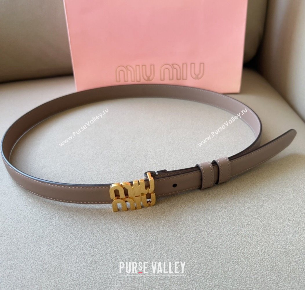 Miu Miu Calfskin Leather Belt 2cm with Miu Buckle Grey 2024 1127 (99-241127114)