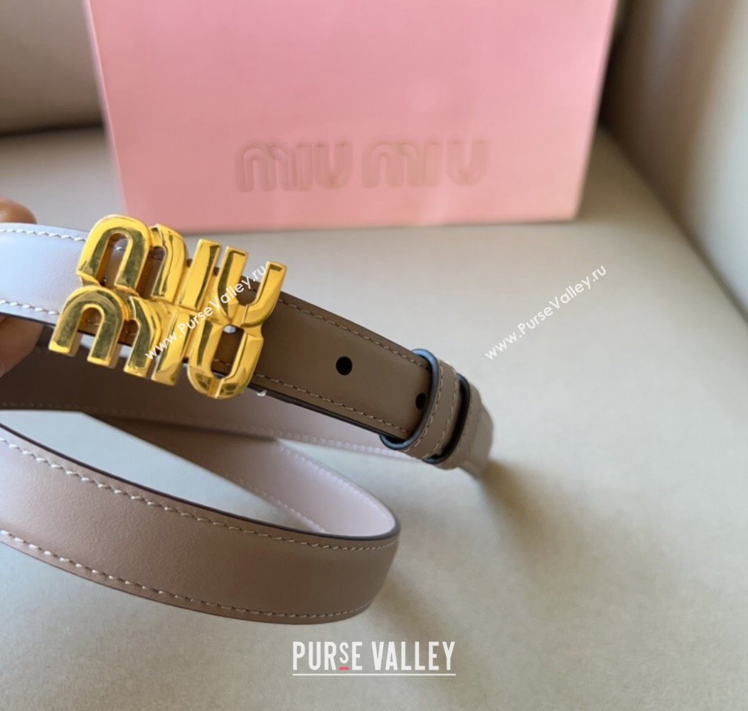 Miu Miu Calfskin Leather Belt 2cm with Miu Buckle Grey 2024 1127 (99-241127114)