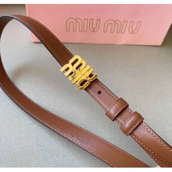 Miu Miu Calfskin Leather Belt 2cm with Miu Buckle Tan Brown 2024 1127 (99-241127115)