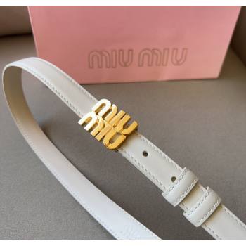 Miu Miu Calfskin Leather Belt 2cm with Miu Buckle White 2024 1127 (99-241127116)