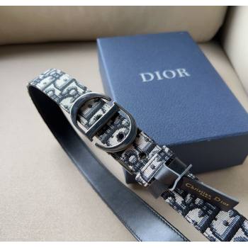 Dior Oblique Canvas Belt 3cm with CD Buckle Gunmetal 2024 1127 (99-241127118)