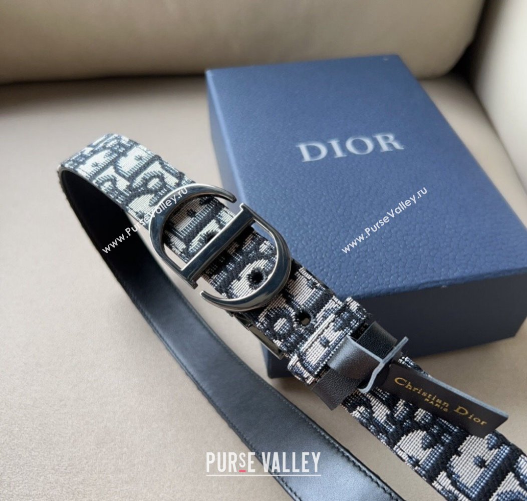 Dior Oblique Canvas Belt 3cm with CD Buckle Gunmetal 2024 1127 (99-241127118)