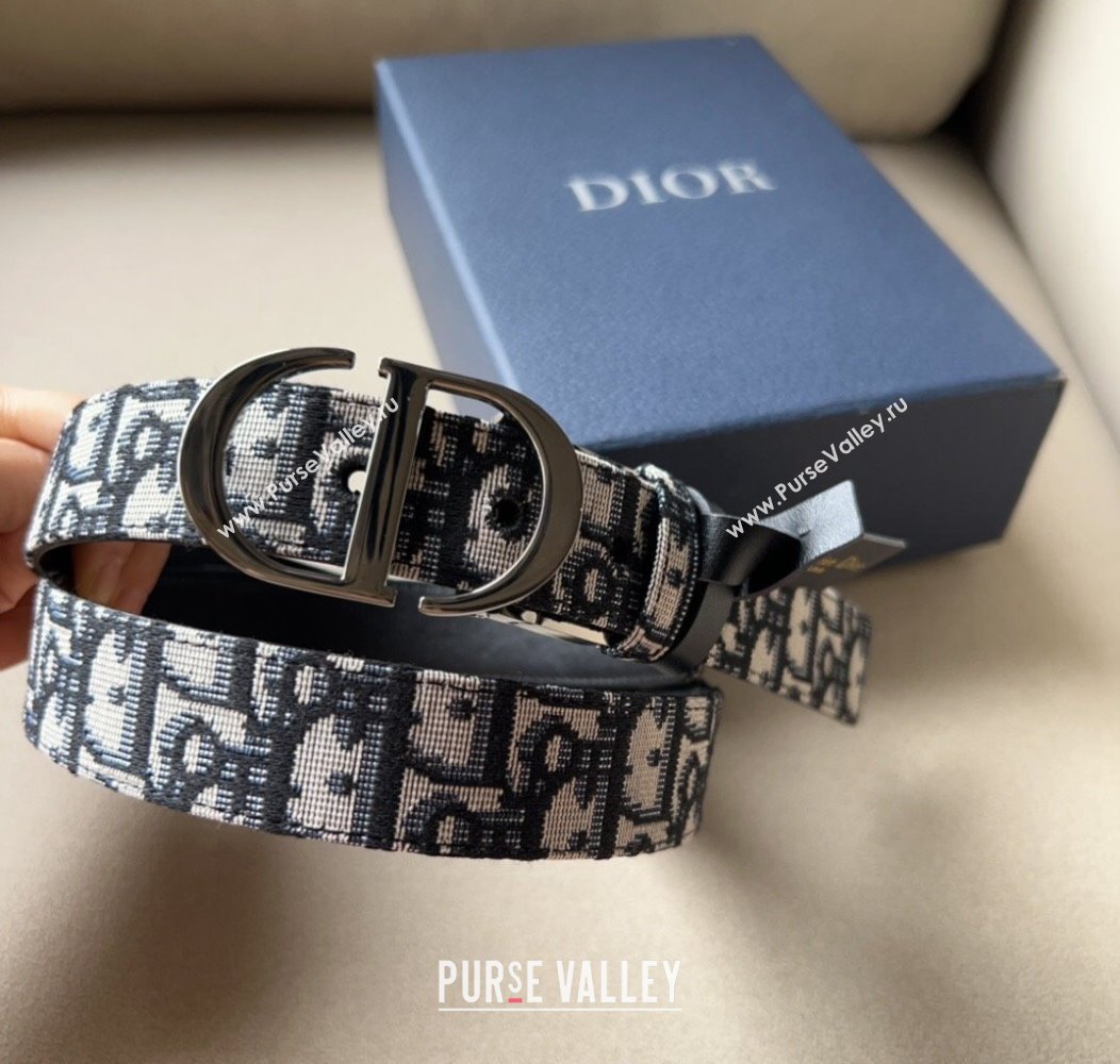 Dior Oblique Canvas Belt 3cm with CD Buckle Gunmetal 2024 1127 (99-241127118)