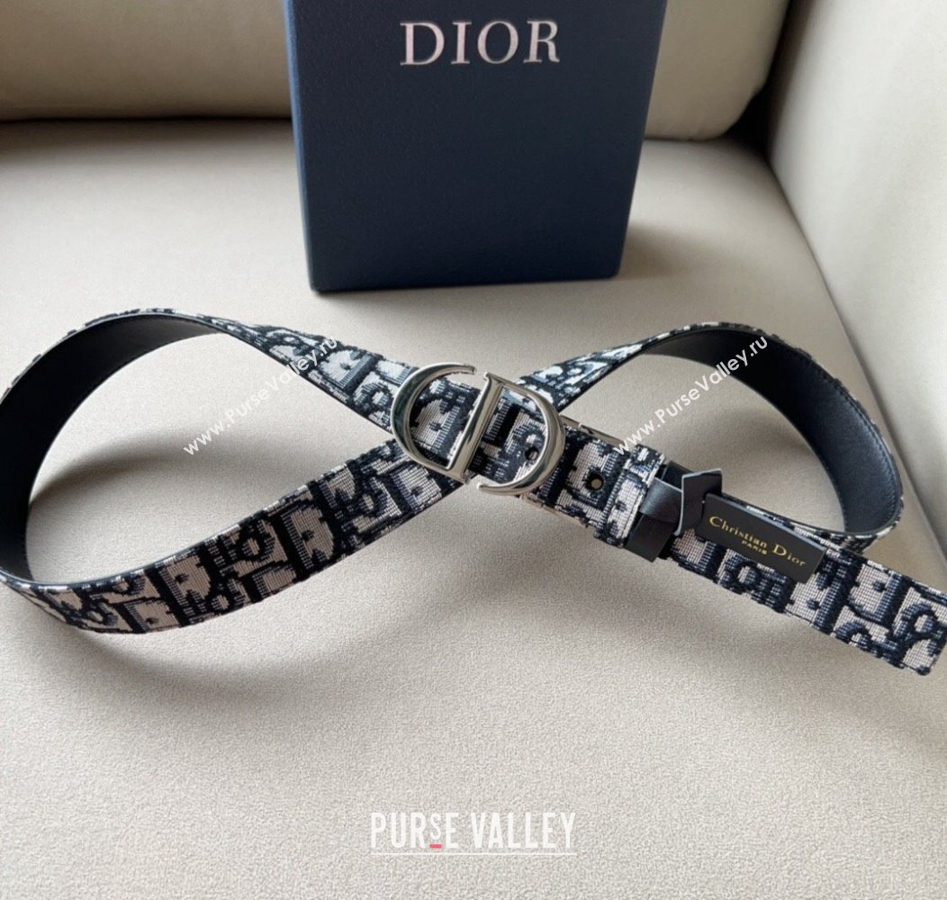 Dior Oblique Canvas Belt 3cm with CD Buckle Gunmetal 2024 1127 (99-241127118)