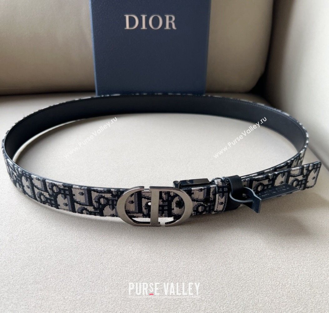 Dior Oblique Canvas Belt 3cm with CD Buckle Gunmetal 2024 1127 (99-241127118)