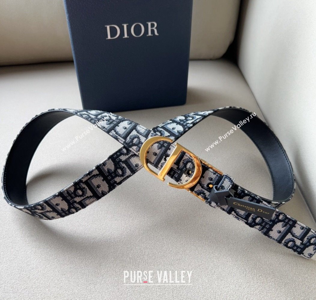 Dior Oblique Canvas Belt 3cm with CD Buckle Gold-Tone 2024 1127 (99-241127119)