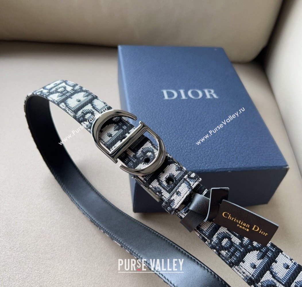 Dior Oblique Canvas Belt 3cm with CD Buckle Silver-Tone 2024 1127 (99-241127120)