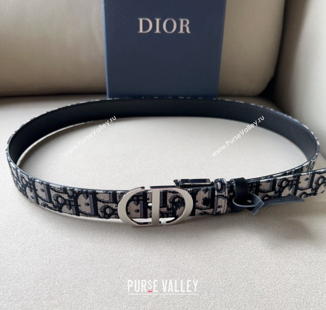 Dior Oblique Canvas Belt 3cm with CD Buckle Silver-Tone 2024 1127 (99-241127120)