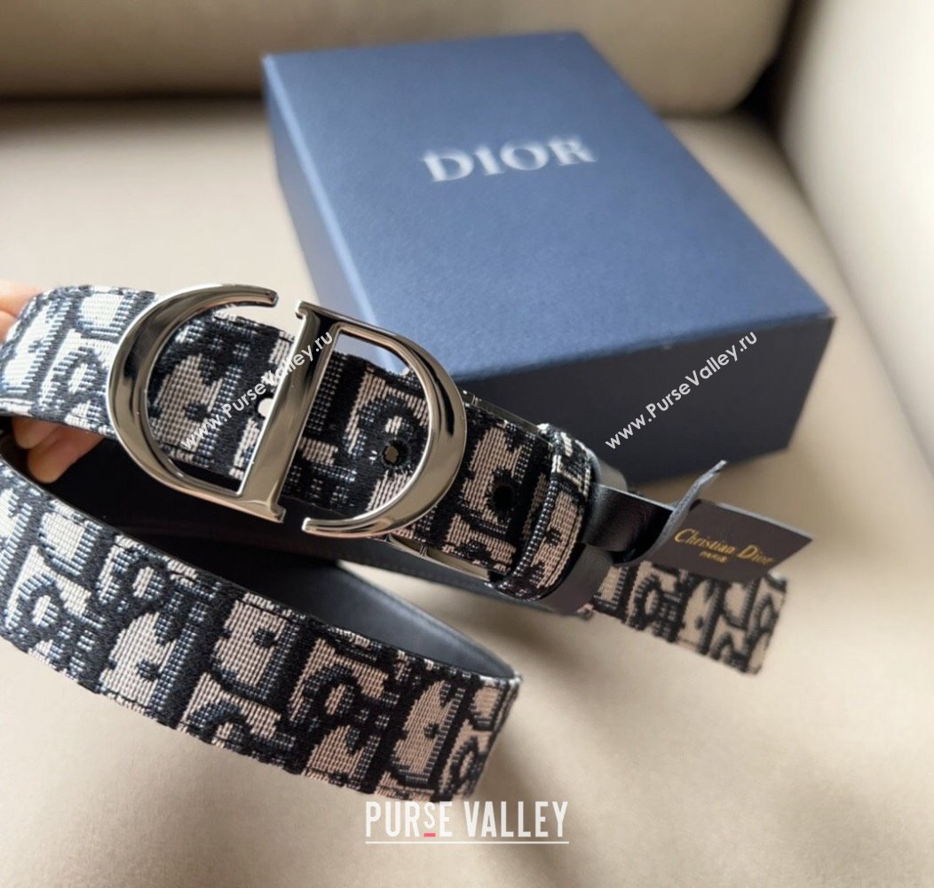 Dior Oblique Canvas Belt 3cm with CD Buckle Silver-Tone 2024 1127 (99-241127120)